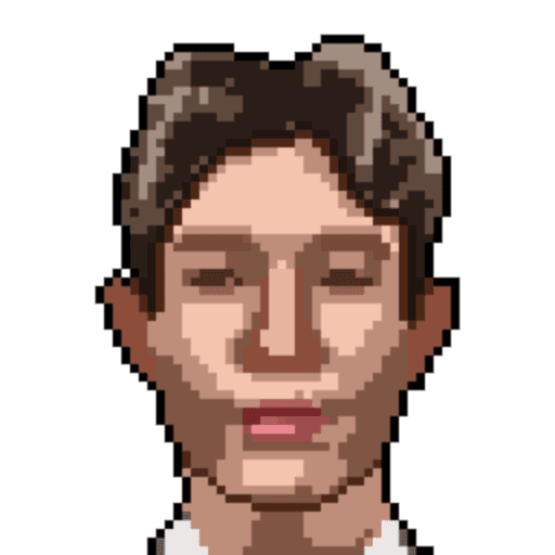 Pixel art portrait of Simon Linn